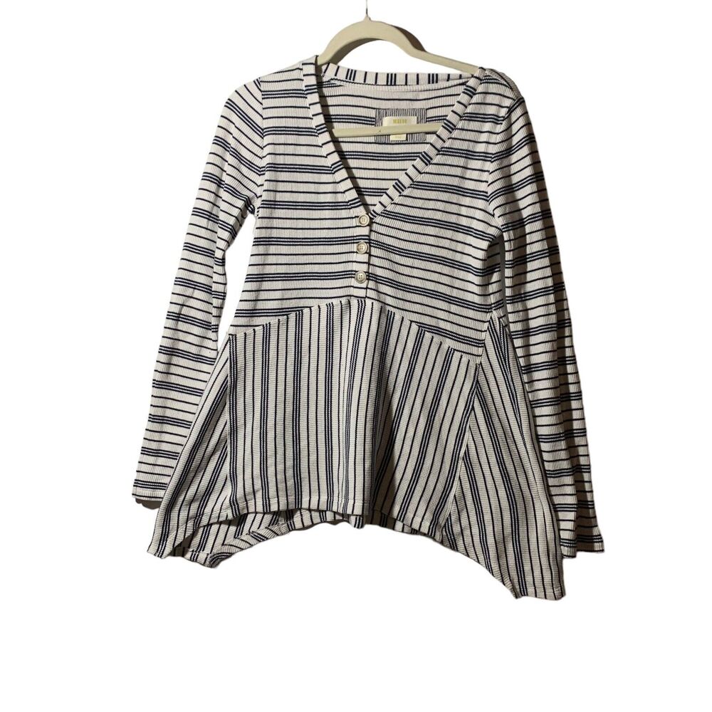 Maeve by Anthropologie Knit Henley Babydoll top Size S